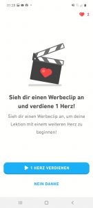 Duolingo - Werbung für Herzen Duolingo - Werbung für Herzen